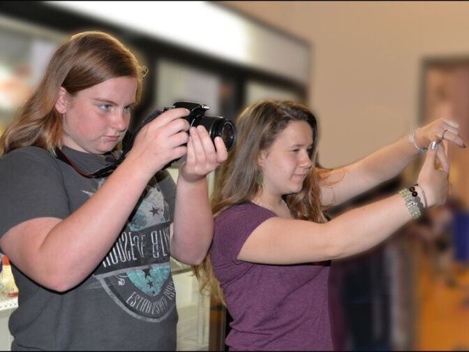 Participants in a program at "Camp Reel Stories," a filmmaking camp for girls.