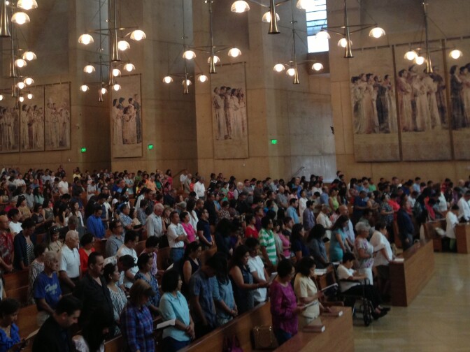 A packed house for mass at the Cathedral of Our Lady of the Angeles, September 8, 2013.