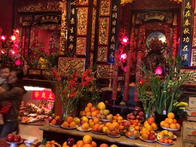 View inside the Chua Thien Hau Temple in LA's Chinatown. 