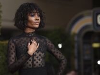 Zuri Hall,a correspondent for E! News, arrives for the 75th Golden Globe Awards on January 7, 2018, in Beverly Hills, California.