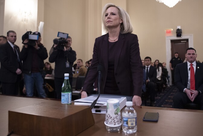 Homeland Security Secretary Kirstjen Nielsen testifies before the House Homeland Security Committee on border security on Capitol Hill in Washington, DC, March 6, 2019. (Photo by Jim WATSON / AFP)        (Photo credit should read JIM WATSON/AFP/Getty Images)