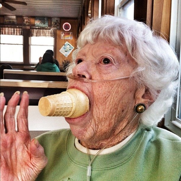 Kate Carter's grandmother Jean joking around in the hospital cafeteria shortly before her death. She told Kate to post this image to Instagram so her friends could see it.