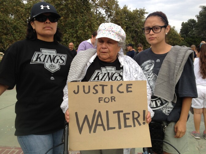 From left, Walter DeLeon's sister, Yovanna, his mother, Elisa, and his niece Zulema Pivaral. DeLeon was shot and critically wounded by an LAPD officer June 19.