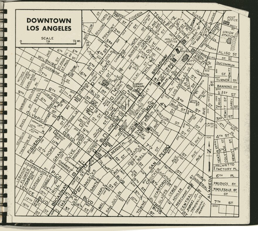 The Downtown Los Angeles overview from the 1946 Thomas Guide.