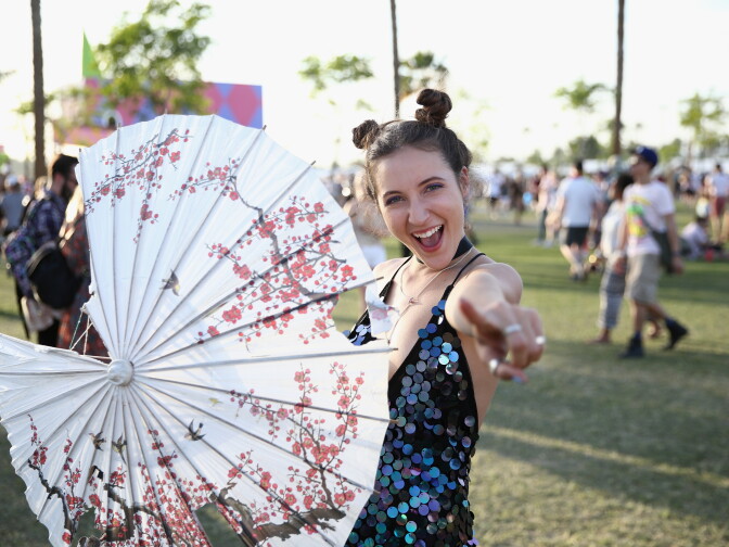INDIO, CA - APRIL 15:  Festivalgoer attends day 2 of the 2017 Coachella Valley Music & Arts Festival Weekend 1 at the Empire Polo Club on April 15, 2017 in Indio, California.  (Photo by Rich Fury/Getty Images for Coachella)