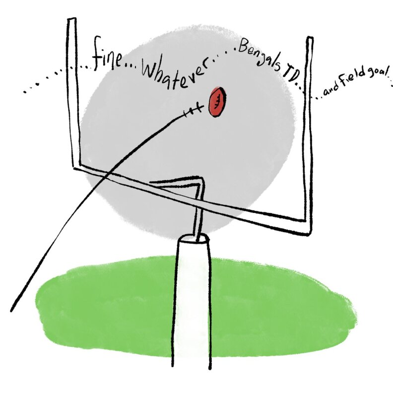 A football flies through the goal post