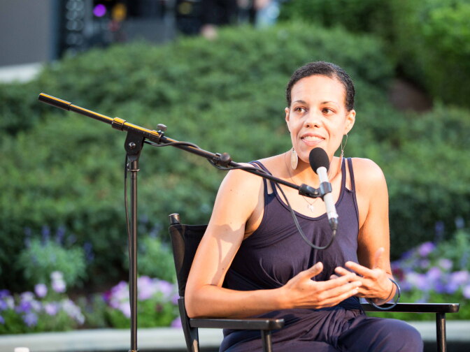 Shana Redmond, author of "Anthem: Social Movements and the Sound of Solidarity in the African Diaspora" in conversation at Grand Performances' Aftershocks 