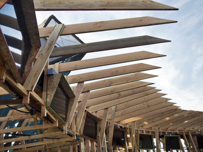 A wooden structure makes up the Central Hub in the Arts District is where the finale takes place. You can watch each performance simultaneously on 24 screens for free at the hub.