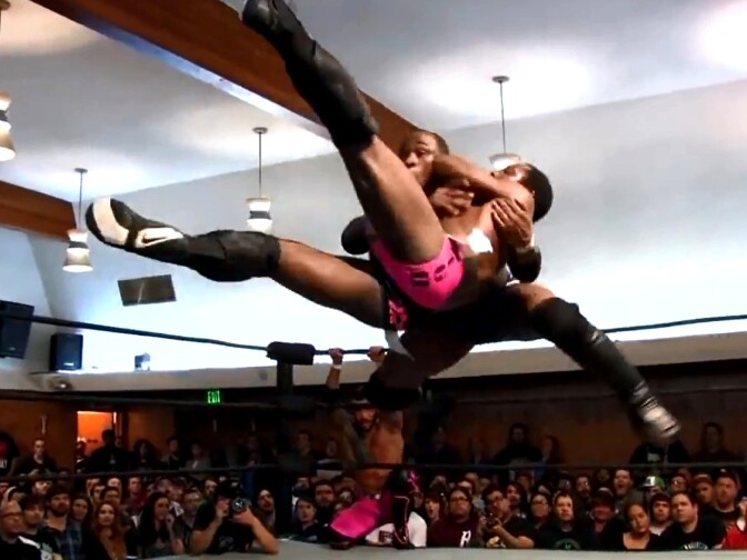 A screengrab from a Pro Wrestling Guerrilla DVD.