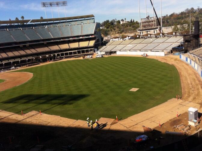 Dodger Stadium, under construction, Jan. 8, 2013.