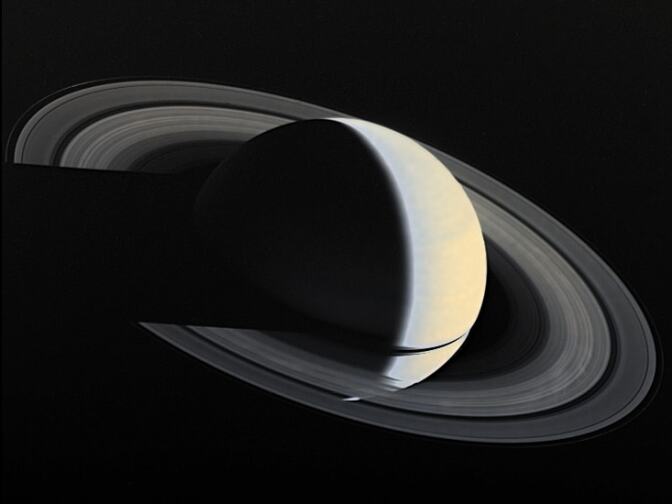 Saturn as seen from the Voyager in November 1980