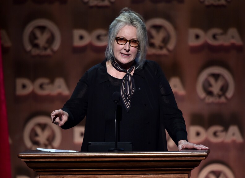 Director Betty Thomas speaks onstage at the 67th Annual Directors Guild Of America Awards at the Hyatt Regency Century Plaza on February 7, 2015 in Century City.