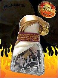 A bottle of Blair's 16 Million Reserve, probably the hottest food on Earth. This isn't even a sauce: it's pure pepper extract in crystal form. Rated at 16 mil. Scoville Units (3,000 times hotter than a jalapeno), a single grain can reportedly superheat an entire pot of soup.