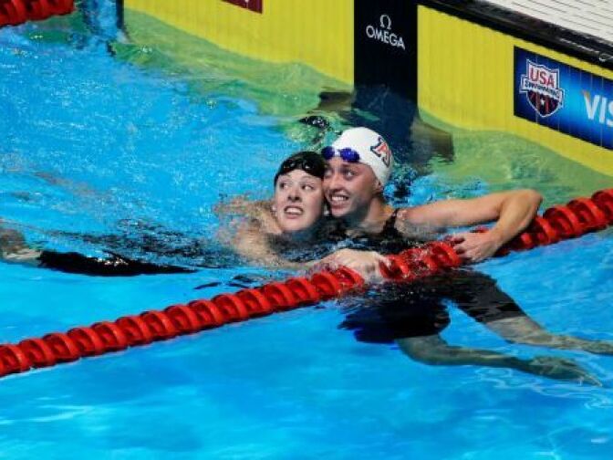 Alyssa Anderson smiles as she awaits the results of her race.