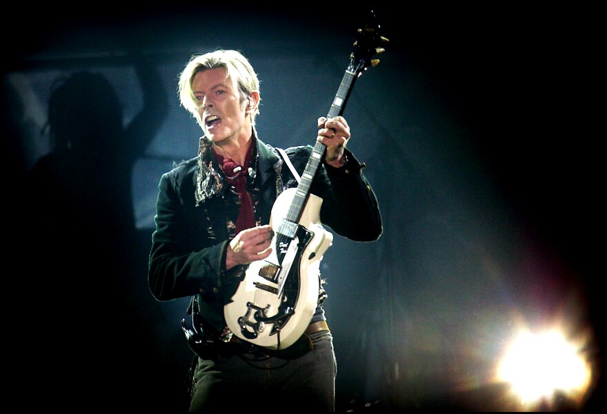 Rock legend David Bowie performs on stage at the Forum in Copenhagen late 07 October 2003.