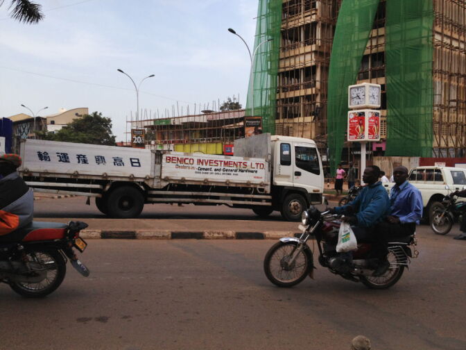 China's influence is visible on the streets of Kampala where Chinese contractors are building several high-rises.