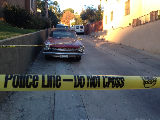 The 2800 block of Bright Lane in the Silver Lake neighborhood of Los Angeles, where Joseph Gatto lived, was cordoned off as a crime scene investigation on Thursday morning.