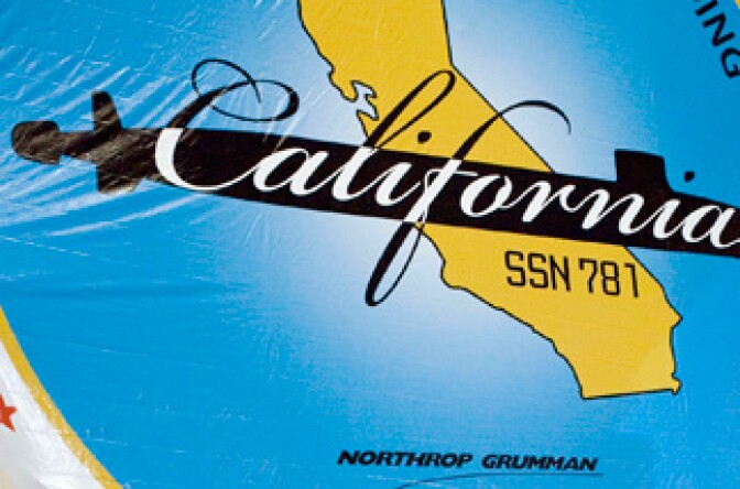 Dignitaries and invited guests participate in the keel-laying of the Virginia-class attack submarine Pre-Commissioning Unit California (SSN-781) at Northrop Grumman Shipbuilding. 