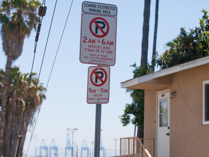 Restrictions make it difficult to for people living in their vehicles to find a place to park in San Pedro. Monday, June 8, 2015.