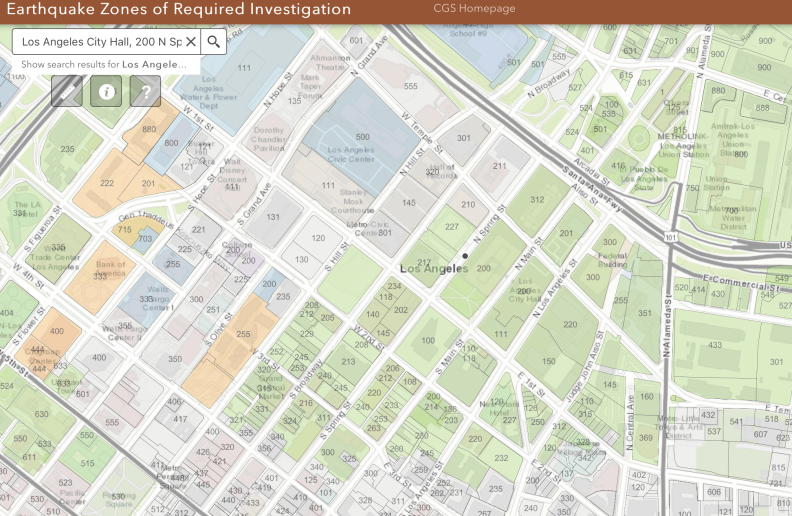 Screenshot of the new Earthquake Hazards Zone App