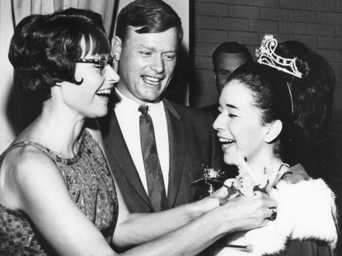 L.A. City Councilman Art Snyder (center) with Yolanda Rodriguez after winning Miss Lincoln Heights, 1967.