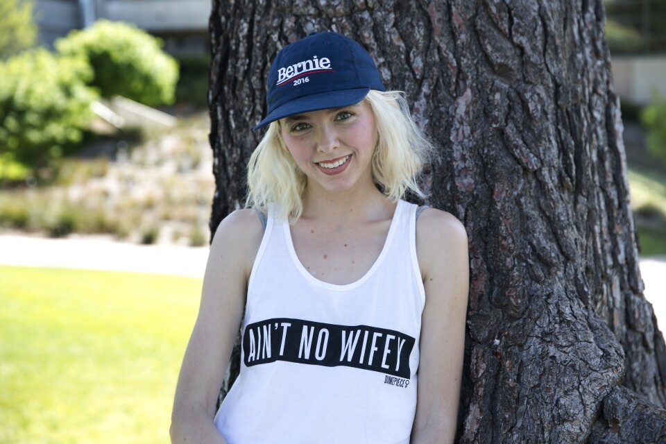 Shawnee Badger, 22, supports presidential candidate Bernie Sanders and says she wouldn't be involved in this year's election if it weren't for his campaign. 