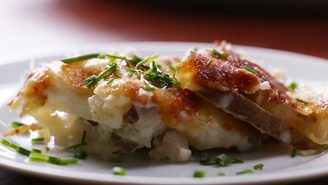 The final bite shot for the loaded baked potatoes made by Tasty producer Alix Traeger.