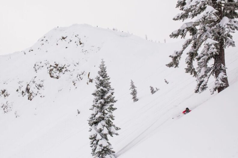The cliffs near the Alpine Meadows ski resort are popular for skiers to enjoy, but also prone to snow slides in major storms.