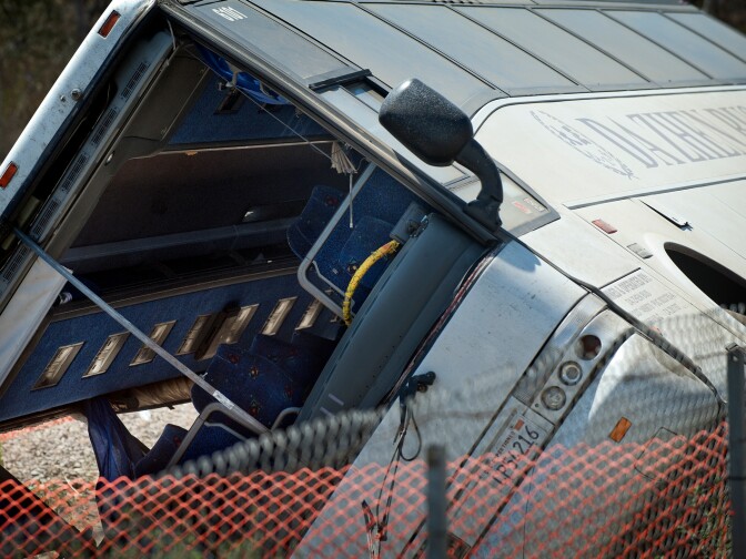 The bus was en route to San Manuel Indian Bingo and Casino in Highland. More than 50 were injured when a charter bus overturned on the 210 East in Irwindale on Thursday morning, Aug. 22.