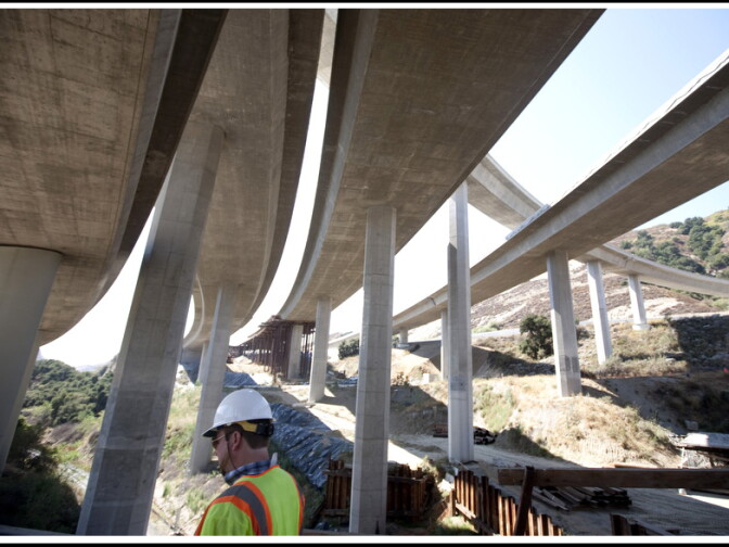 A view from underneath the new HOV connector that links I-5 and SR-14.