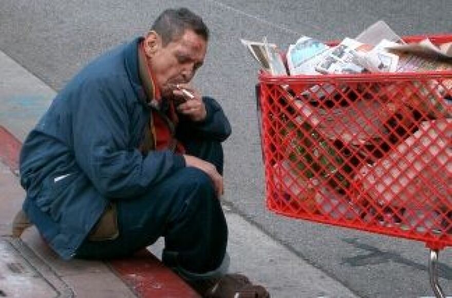 Homeless man, downtown Los Angeles, December 2005. 