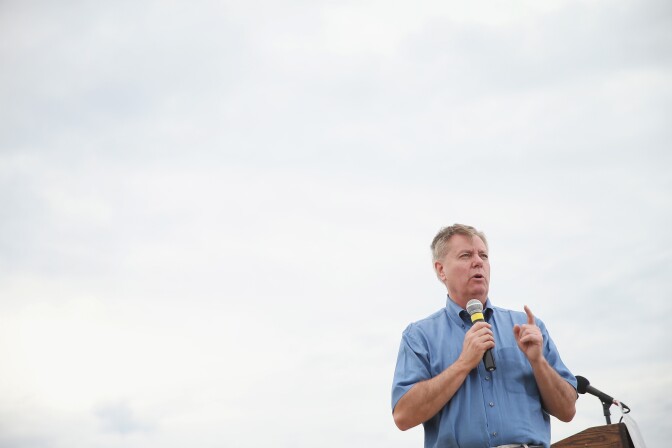 BOONE, IA - JUNE 06: Republican presidential hopeful Senator Lindsey Graham (R-SC) speaks at a Roast and Ride event hosted by freshman Senator Joni Ernst (R-IA) on June 6, 2015 in Boone, Iowa. Ernst is hoping the event, which featured a motorcycle tour, a pig roast, and speeches from several 2016 presidential hopefuls, becomes an Iowa Republican tradition. (Photo by Scott Olson/Getty Images)