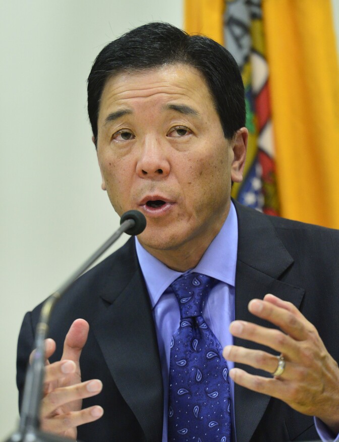 Former Los Angeles County Undersheriff Paul Tanaka is among the candidates who spoke at a sheriff's debate at the Van Nuys Civic Center in Van Nuys on Wednesday, March 12, 2014.