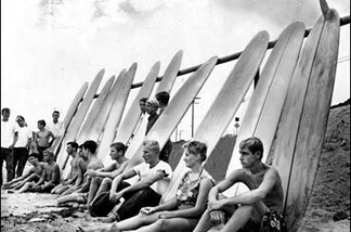 Surfers at Surfrider's State Beach near Malibu, waiting for a wave. Surely, somebody waved at them!