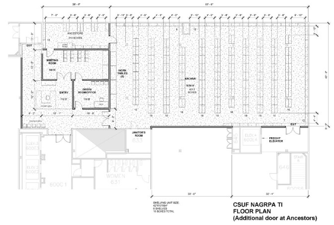 A blueprint drawing showing a layout for several rooms.