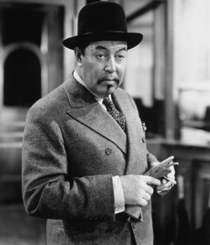 Charlie Chan was immensely popular, but fell out of favor as a sort of Chinese Uncle Tom. Here is Warner Oland as Charlie Chan in a scene from "Charlie Chan in Paris." 