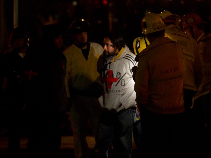 LAPD officers arrested an Occupy Los Angeles demonstrator who had planned to act as a medic.