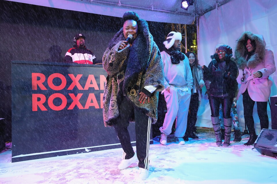 Roxanne Shanté performs onstage at the "Roxanne, Roxanne" party in the Acura Festival Village during Sundance Film Festival 2017.