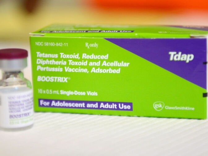LOS ANGELES, CA - AUGUST 07:  A bottle of the whooping cough vaccine, Boostrix, sits in the nurse's office at Mark Twain Middle School August 7, 2012 in Los Angeles, California. The boosters, also called Tdap shots, are required of all seventh graders before they can start school. The Los Angeles Unified School District is offering free shots at various clinics in the city to help students make the deadline before school starts on August 14.  (Photo by Kevork Djansezian/Getty Images)