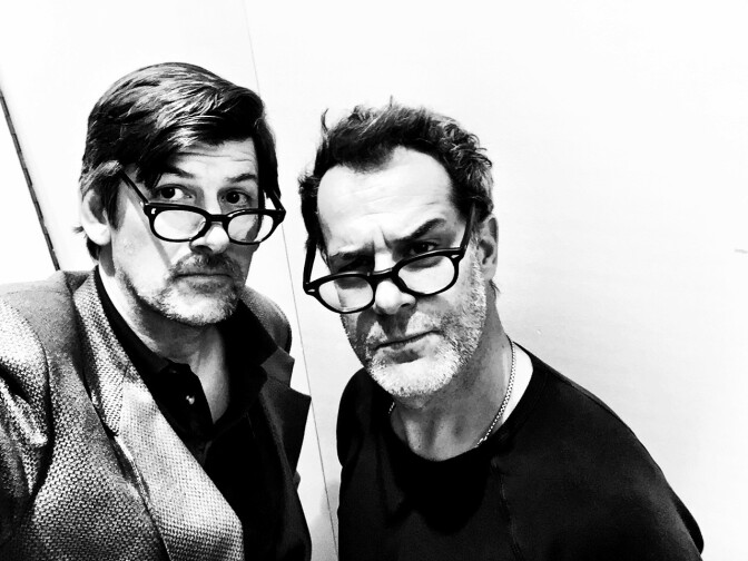 Off-Ramp host John Rabe and actor Josh Stamberg in a totally candid shot as Stamberg - son of NPR's Susan Stamberg - rehearsed the LA Theatre Works production of David Mamet's "American Buffalo."