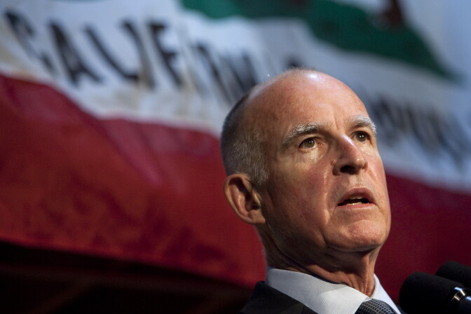 OAKLAND, CA - NOVEMBER 3:   California Governor-elect Jerry Brown speaks during a press conference at his campaign headquarters on November 3, 2010 in Oakland, California.  Brown secured his second Governorship by defeating Republican challenger Meg Whitman with nearly 54% of the votes despite the record setting $160 million spent on her campaign.  (Photo by David Paul Morris/Getty Images)