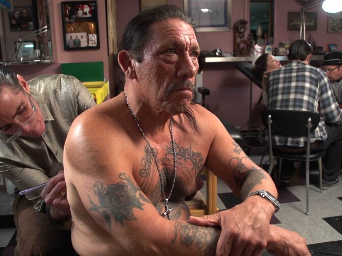 Actor Danny Trejo sits for a tattoo in the documentary, "Tattoo Nation."