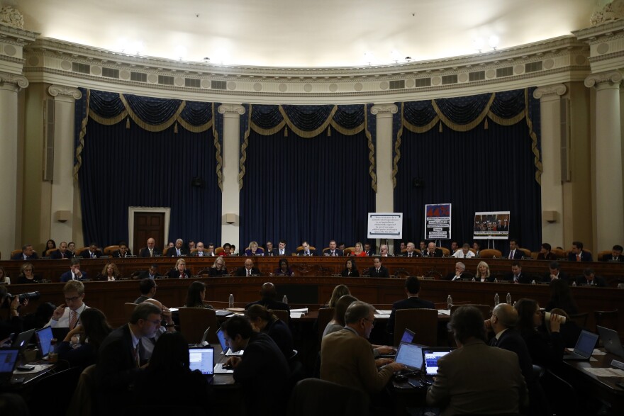 WASHINGTON, DC - DECEMBER 11:House Judiciary Committee Chairman Jerrold Nadler, D-N.Y., listens as ranking member Rep. Doug Collins, R-Ga., speaks during a House Judiciary Committee markup of the articles of impeachment against President Donald Trump, December 11, 2019 in Washington, DC.  The articles of impeachment charge Trump with abuse of power and obstruction of Congress. House Democrats claim that Trump posed a 'clear and present danger' to national security and the 2020 election in his dealings with Ukraine over the past year. (Photo by Jose Luis Magana-Pool/Getty Images)