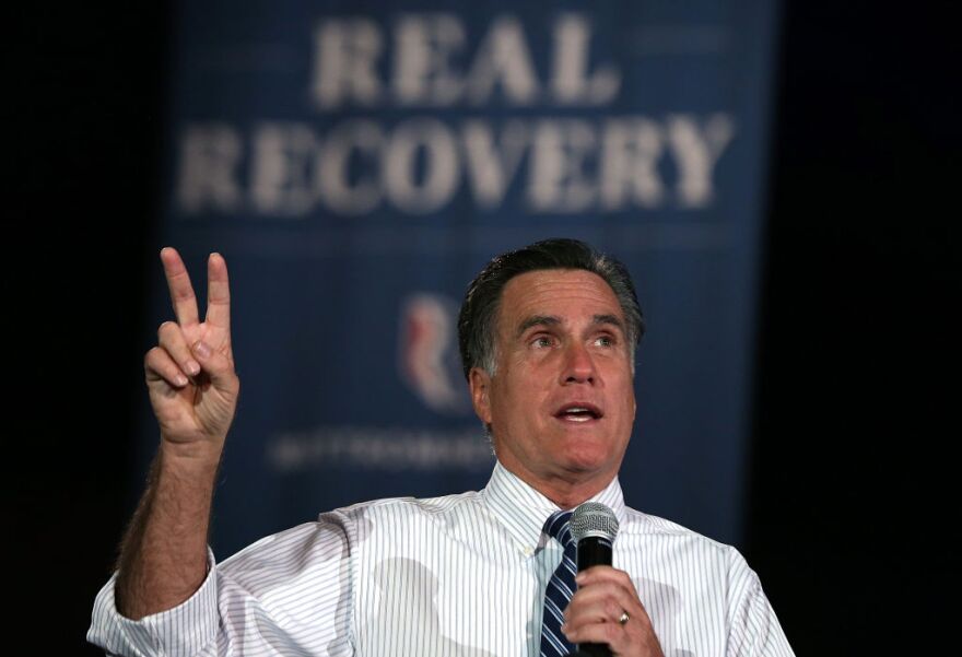 Republican presidential candidate, former Massachusetts Gov. Mitt Romney speaks during a campaign rally at the Red Rocks Amphitheatre on October 23, 2012 in Morrison, Colorado. A day after the final Presidential debate, Mitt Romney is campaigning in Nevada and Colorado.  