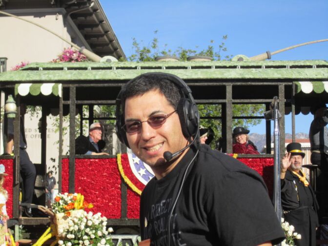 Richard Blythe is a volunteer commentator with the Los Angeles Radio Reading Service, which describes the Rose Parade for blind spectators. 