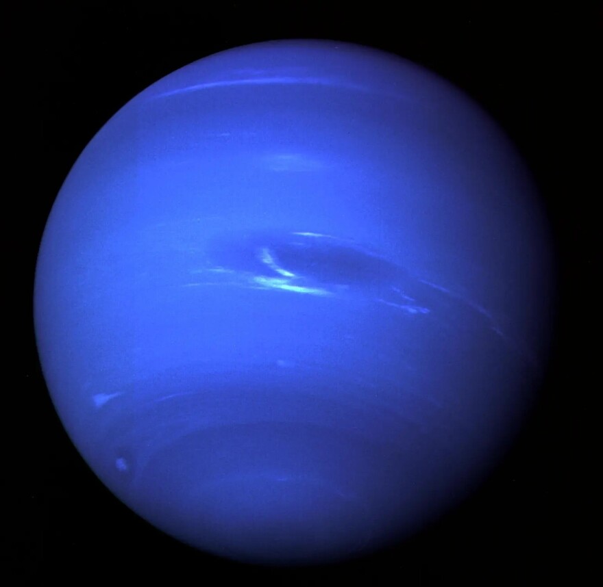 This shot from Voyager 2 shows Neptune, which look like a blue marble floating in space.