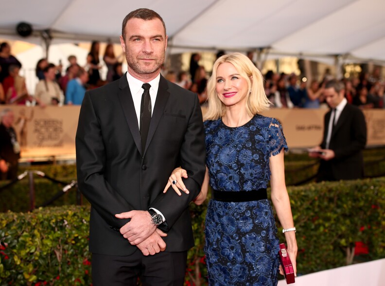 LOS ANGELES, CA - JANUARY 30:  Actors Liev Schreiber (L) and Naomi Watts attend The 22nd Annual Screen Actors Guild Awards at The Shrine Auditorium on January 30, 2016 in Los Angeles, California. 25650_018  (Photo by Christopher Polk/Getty Images for Turner)