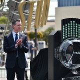 UNIVERSAL CITY, CALIFORNIA - JUNE 15: California Governor Gavin Newsom attends California Governor Gavin Newsom's press onference for the official reopening of the state of California at Universal Studios Hollywood on June 15, 2021 in Universal City, California. (Photo by Alberto E. Rodriguez/Getty Images)