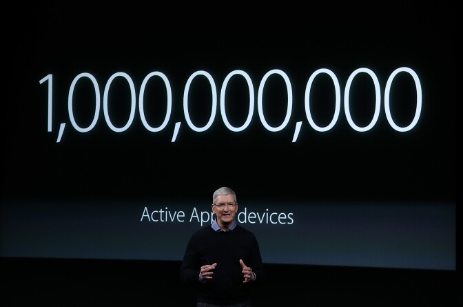 CUPERTINO, CA - MARCH 21:  Apple CEO Tim Cook speaks during an Apple special event at the Apple headquarters on March 21, 2016 in Cupertino, California. The company is expected to update its iPhone and iPad lines, and introduce new bands for the Apple Watch.  (Photo by Justin Sullivan/Getty Images)