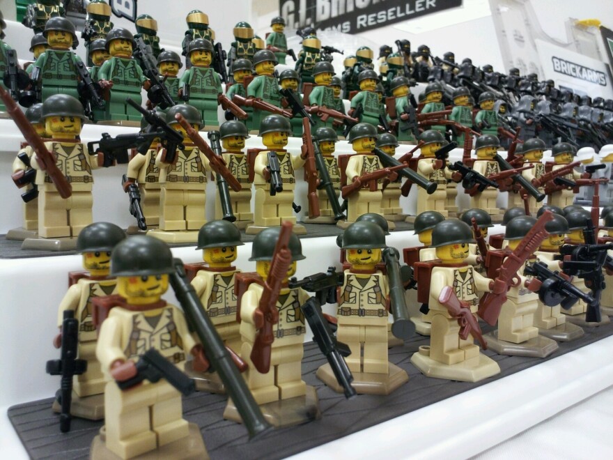 The bodies of these World War II U.S. Marines and Western Front soldiers are made by Lego, while the helmets and weapons are made by BrickArms. The uniforms are designed and printed by BrickArms.